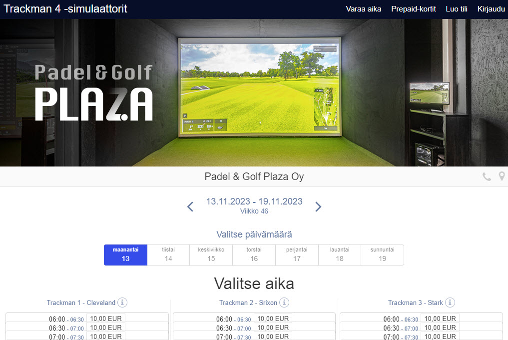 padel ja golf plaza varausjärjestelmä 1017x680