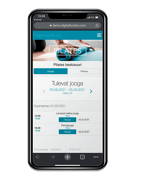 sähköinen ajanvaraus_pilates_puhelimella